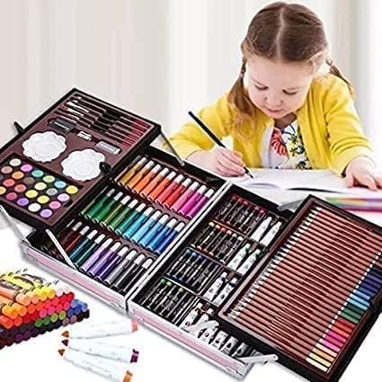 Homa 145 Pcs Sketch Pencil Drawing Kit Stationary Colour Set Crayons Oil Pastels Colour Pencil Set Watercolor - Homa Bazaar