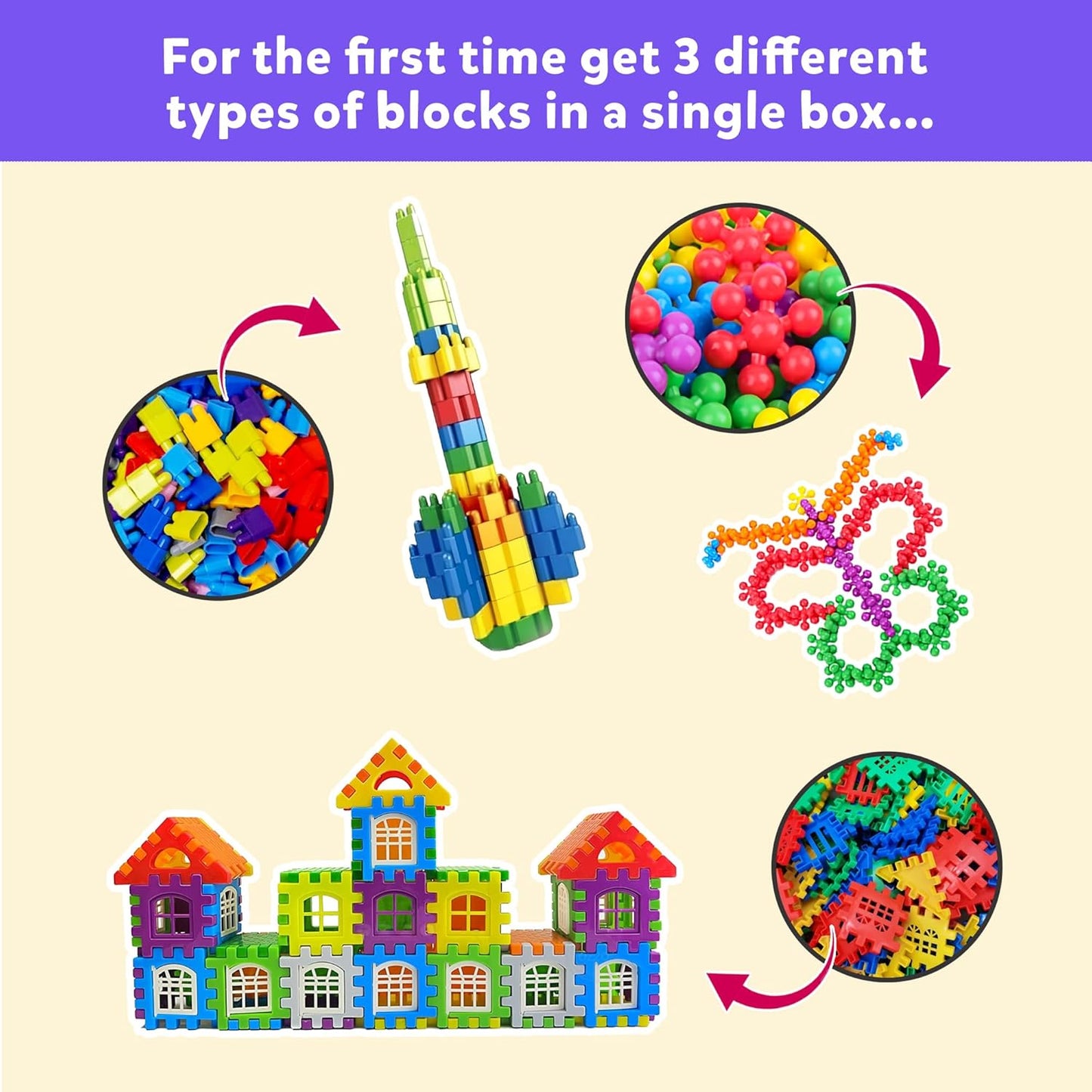 Homa 3 - in - 1 Plastic Building Blocks for Kids - Homa Bazaar