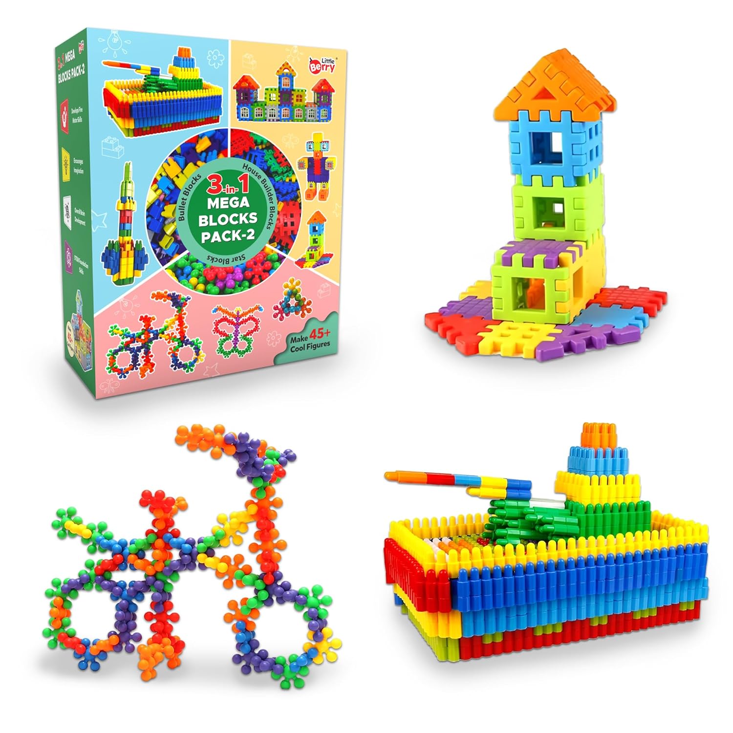 Homa 3 - in - 1 Plastic Building Blocks for Kids - Homa Bazaar