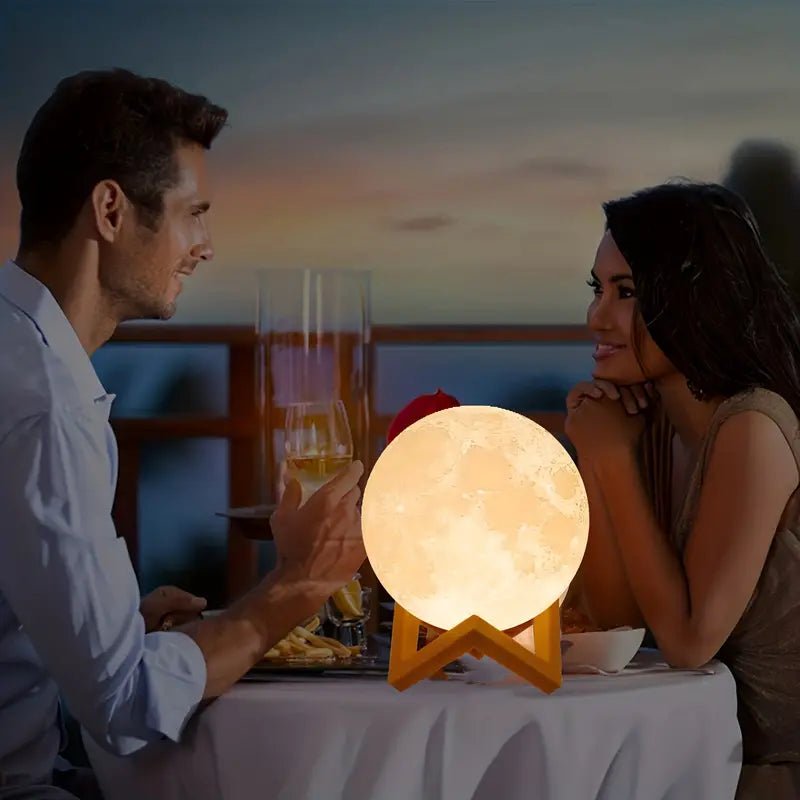 Homa 3D Moon Lamp 7 Colour 15 cm Changeable Sensor for Bedroom, Touch Moonlight Lamp with Stand & USB for Bedside - Homa Bazaar