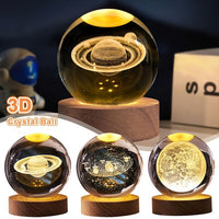 Homa Galaxy Crystal Ball Night Light,2.4 Inch Glass Ball Night LED Lamp with Woodern Base - Homa Bazaar