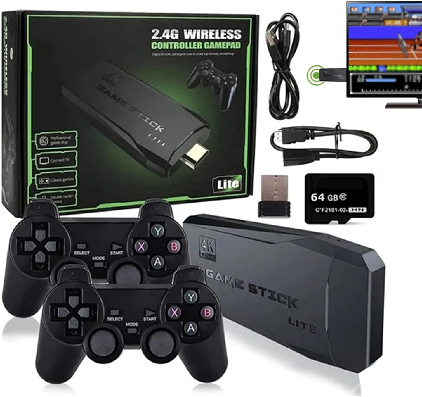 Homa TV VIDEO GAME CONSOLE 4K ULTRA HD  STICK WITH DUAL 2.4G CONTROLLERS - Homa Bazaar