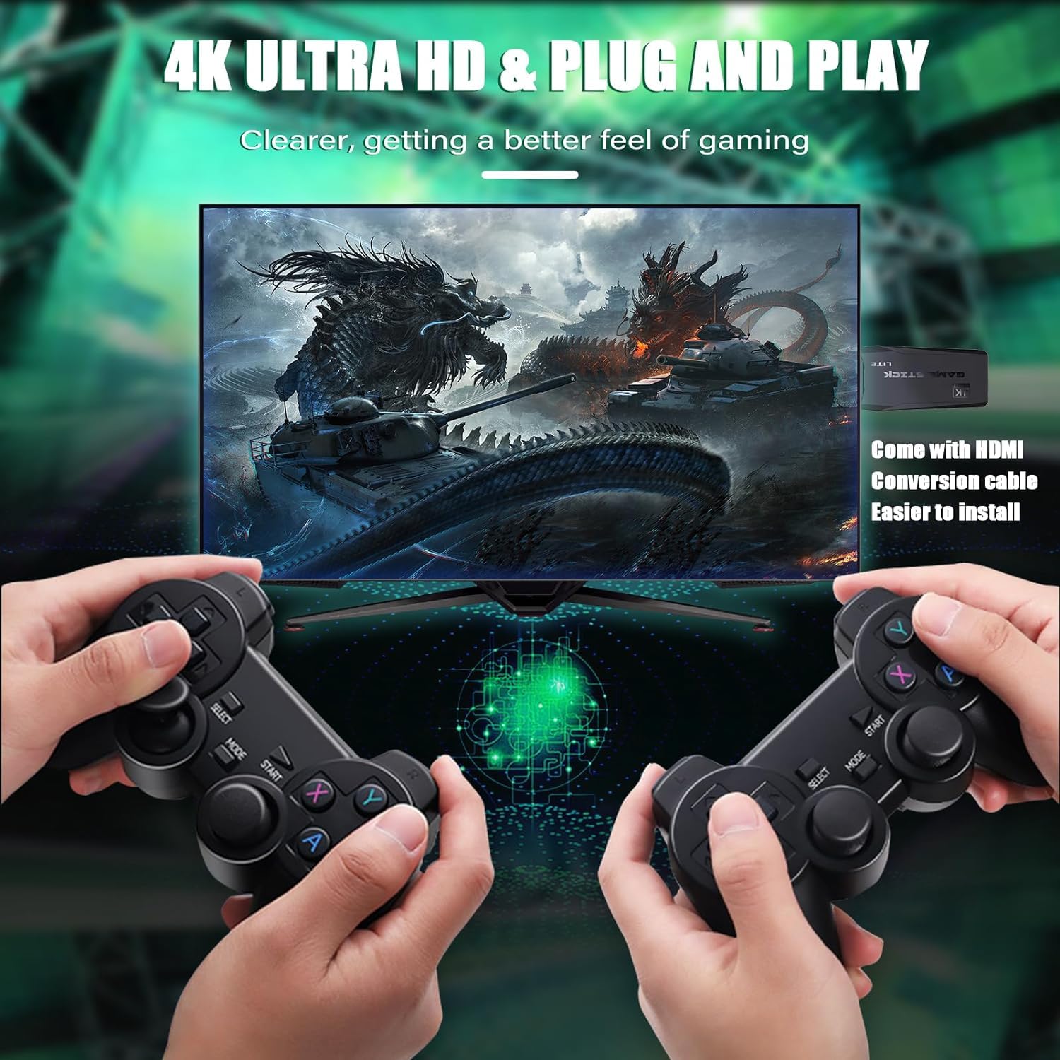 Homa TV VIDEO GAME CONSOLE 4K ULTRA HD  STICK WITH DUAL 2.4G CONTROLLERS - Homa Bazaar